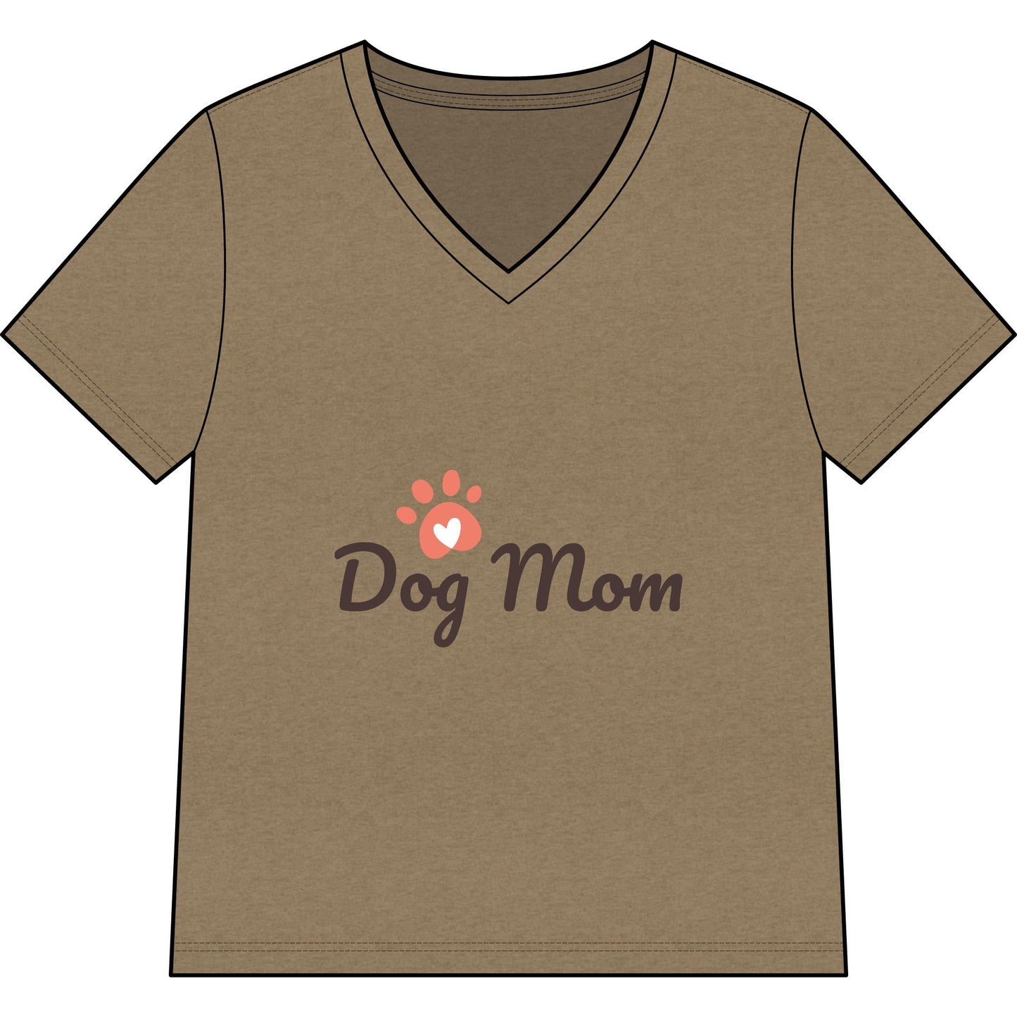 Dog Mom V-Neck Tee — Cute Paw Print Graphic for Pet Lovers