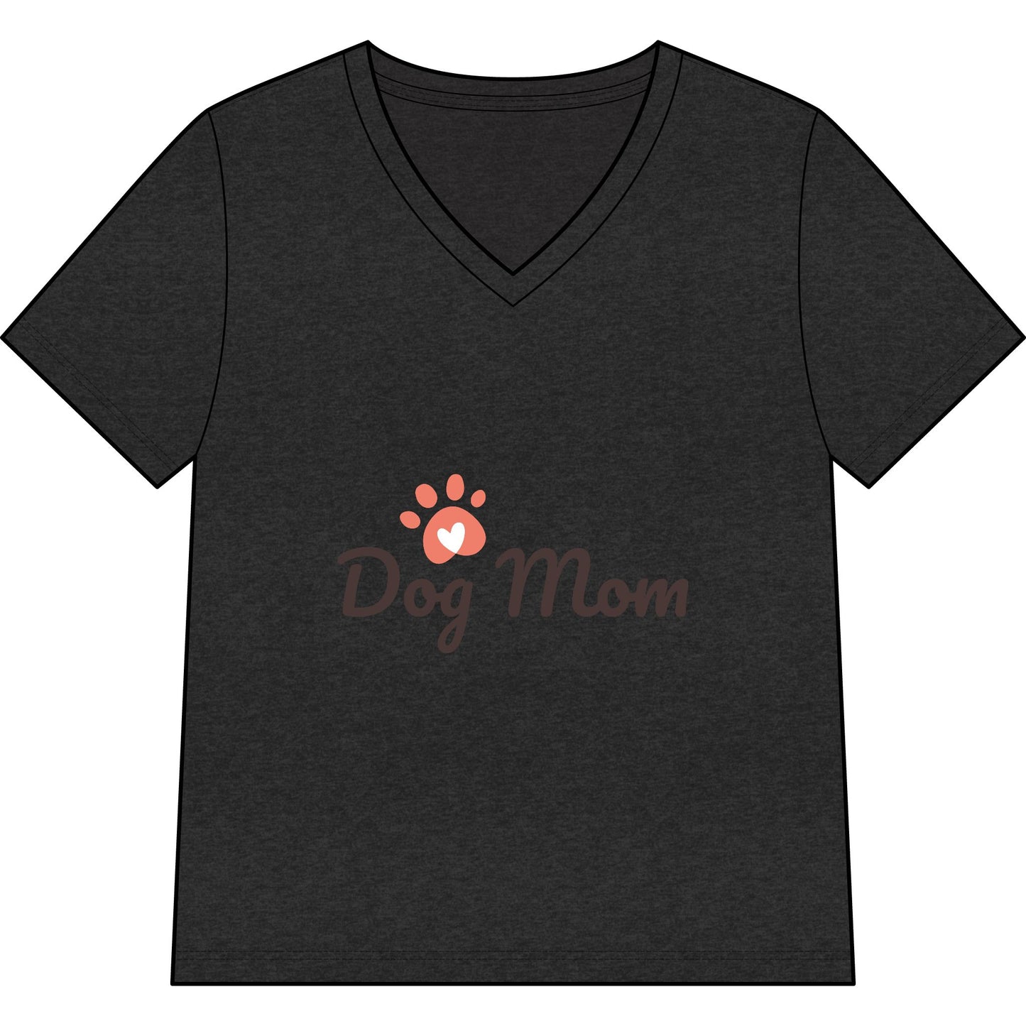 Dog Mom V-Neck Tee — Cute Paw Print Graphic for Pet Lovers