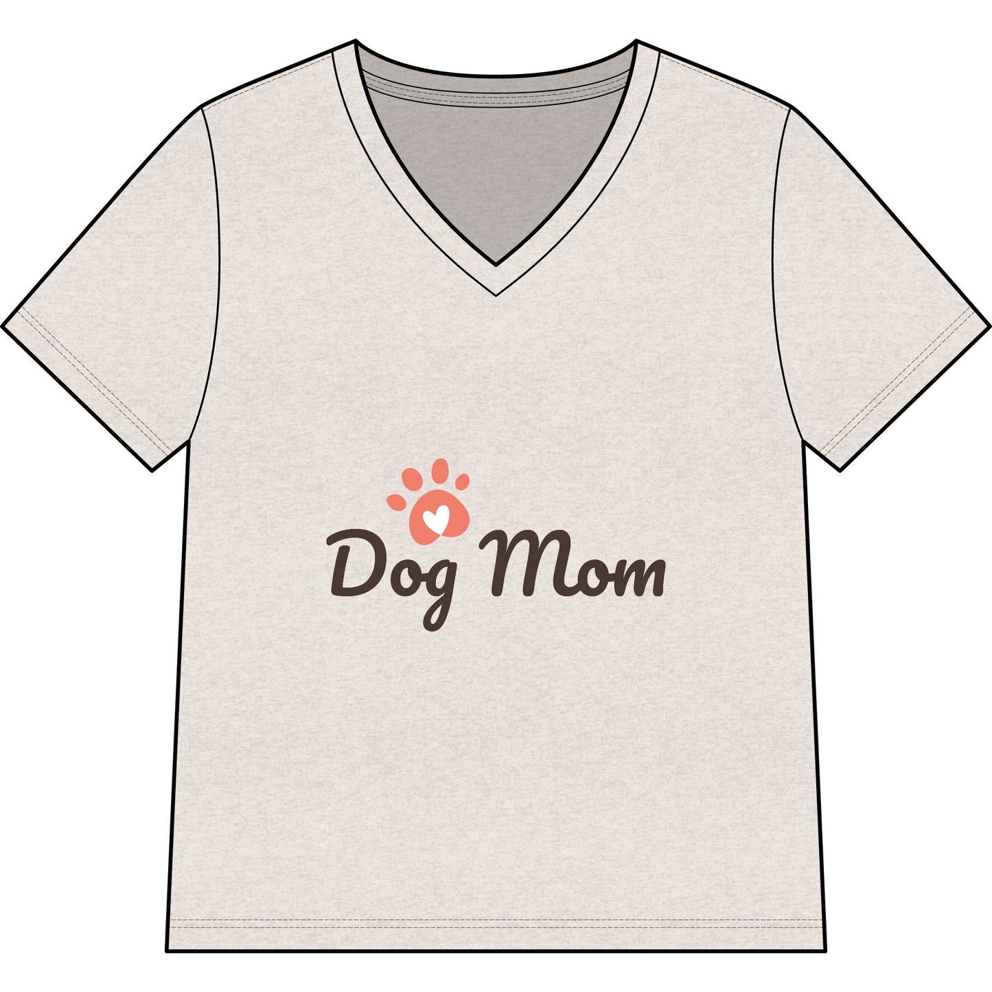 Dog Mom V-Neck Tee — Cute Paw Print Graphic for Pet Lovers