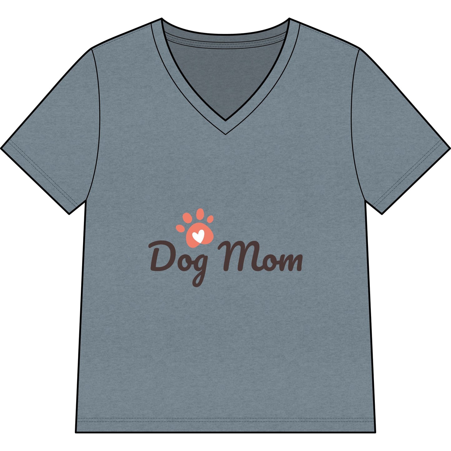 Dog Mom V-Neck Tee — Cute Paw Print Graphic for Pet Lovers