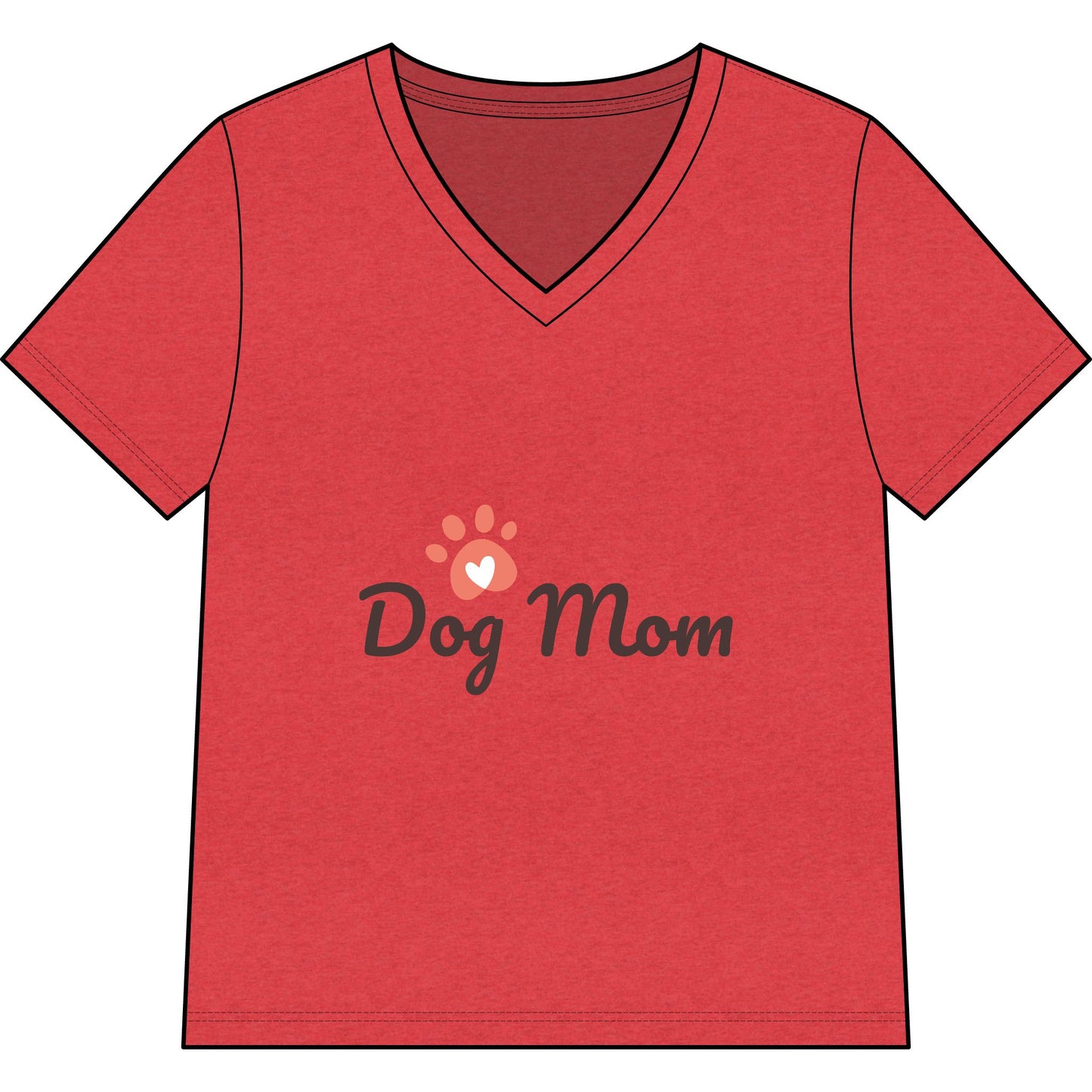 Dog Mom V-Neck Tee — Cute Paw Print Graphic for Pet Lovers