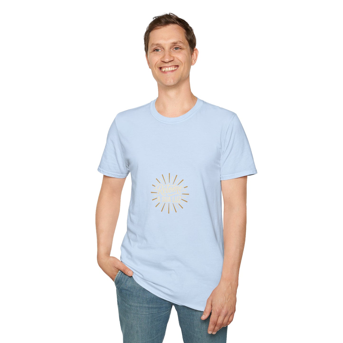 Camiseta — "Retome a sua luz" (Estampa Sunburst)