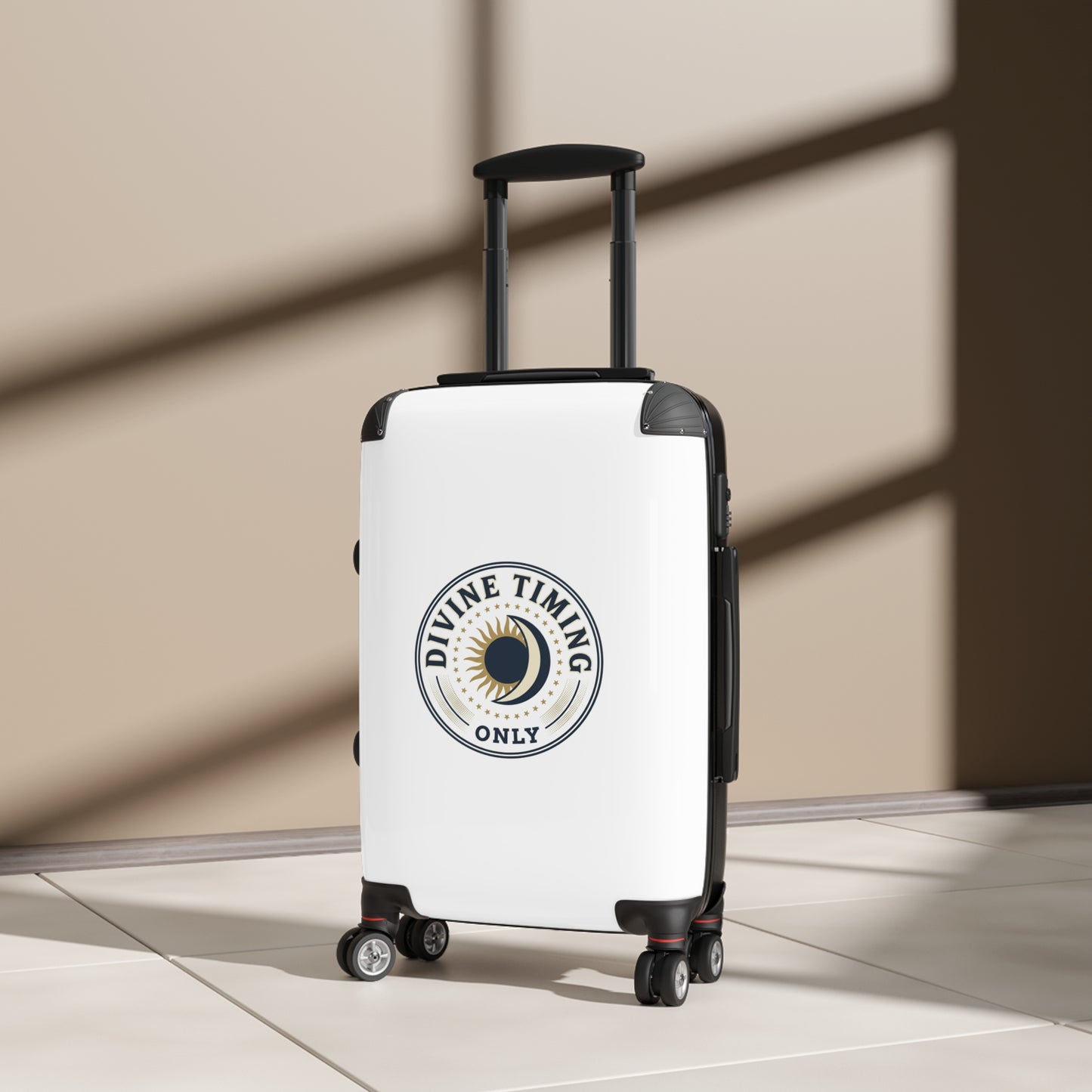 Carry-On Suitcase — 'Divine Timing Only' Moon & Sun Travel Luggage