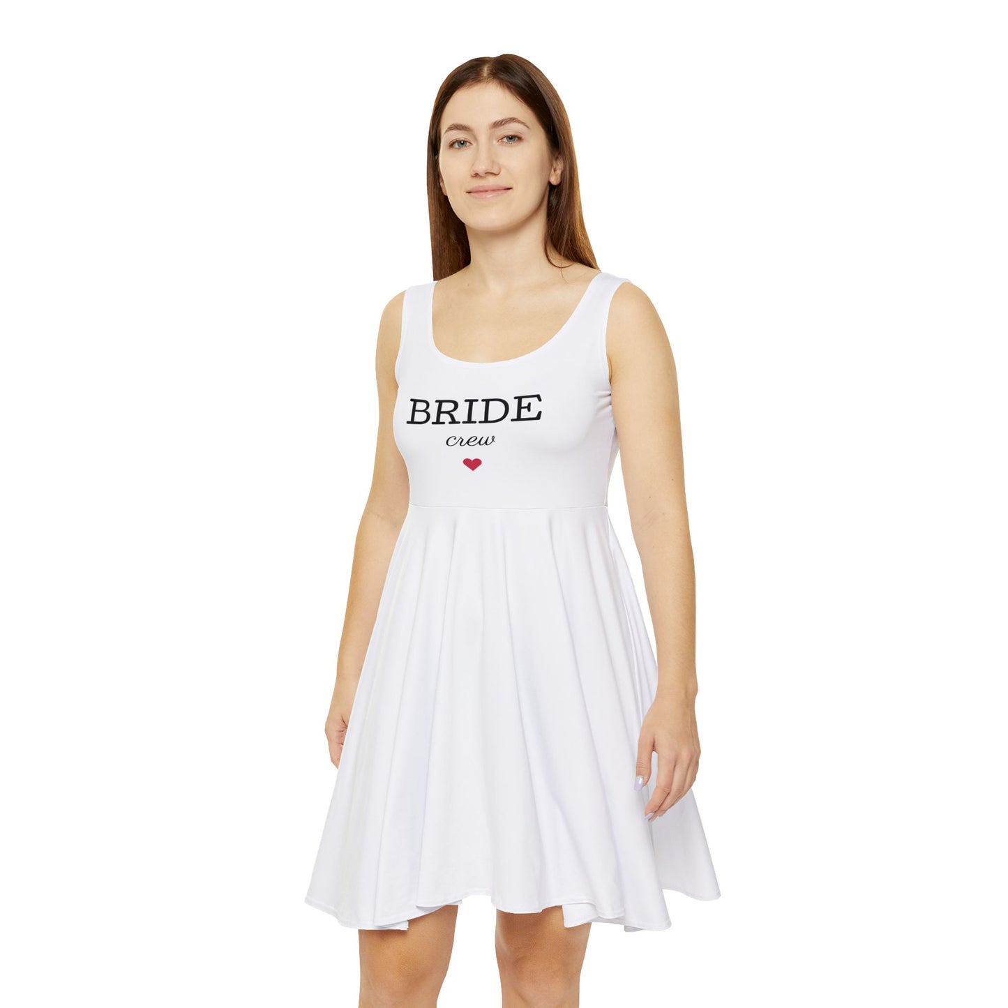 Bride Crew Skater Dress – Bachelorette Party White Bridal Dress with Heart