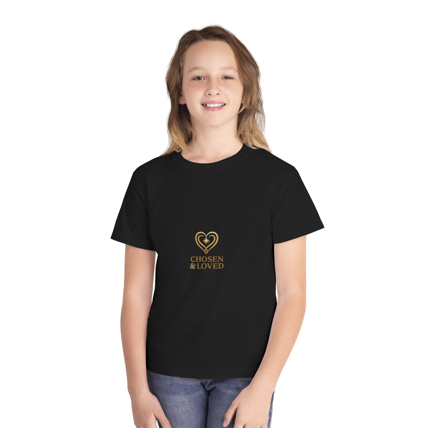 Youth Tee - "Chosen & Loved" Heart Design (Christian Inspirational)