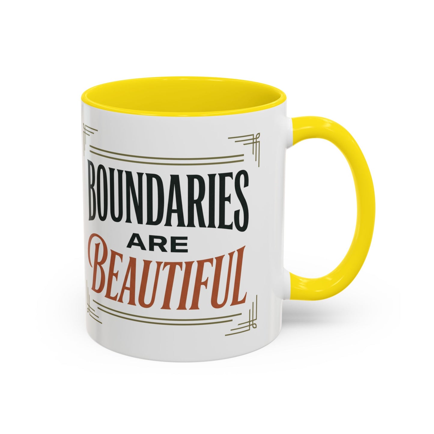 Boundaries Are Beautiful Accent Coffee Mug — Inspirational Self-Care Coffee Cup (11/15oz)