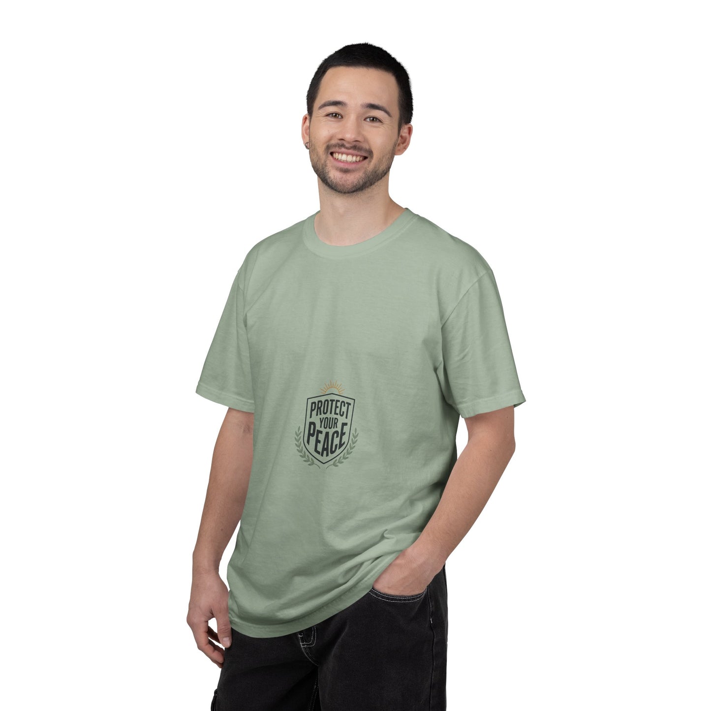Protect Your Peace T-Shirt — Minimal Shield Graphic, Inspirational Casual Tee