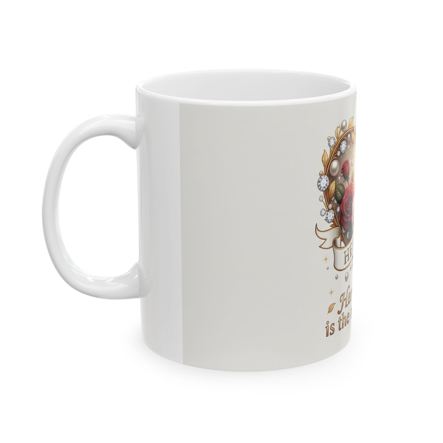 “Her Love Is the Real Luxury” Floral Heart Ceramic Mug (11oz/15oz)
