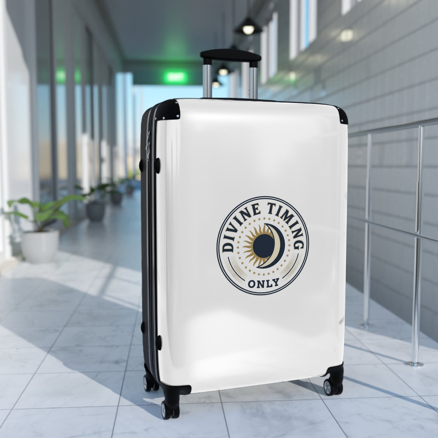 Carry-On Suitcase — 'Divine Timing Only' Moon & Sun Travel Luggage