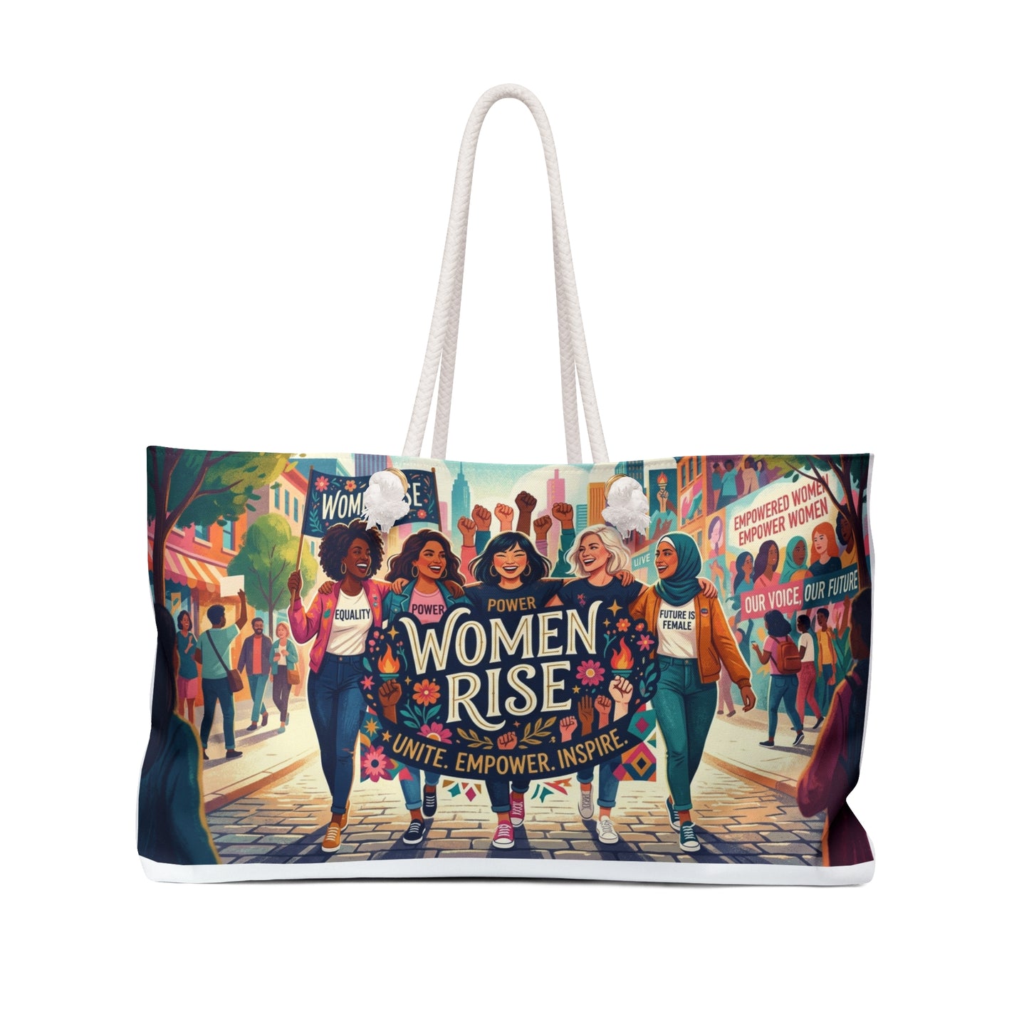 Women Rise Weekender Bag — Feminist Empowerment Travel Tote (Unite, Empower, Inspire)