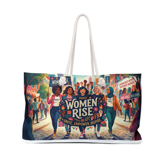 Women Rise Weekender Bag — Feminist Empowerment Travel Tote (Unite, Empower, Inspire)