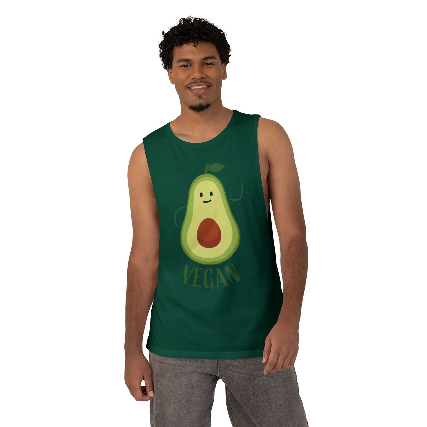 Vegan Avocado Tank Top — Cute Smiling Avocado Graphic Sleeveless Shirt