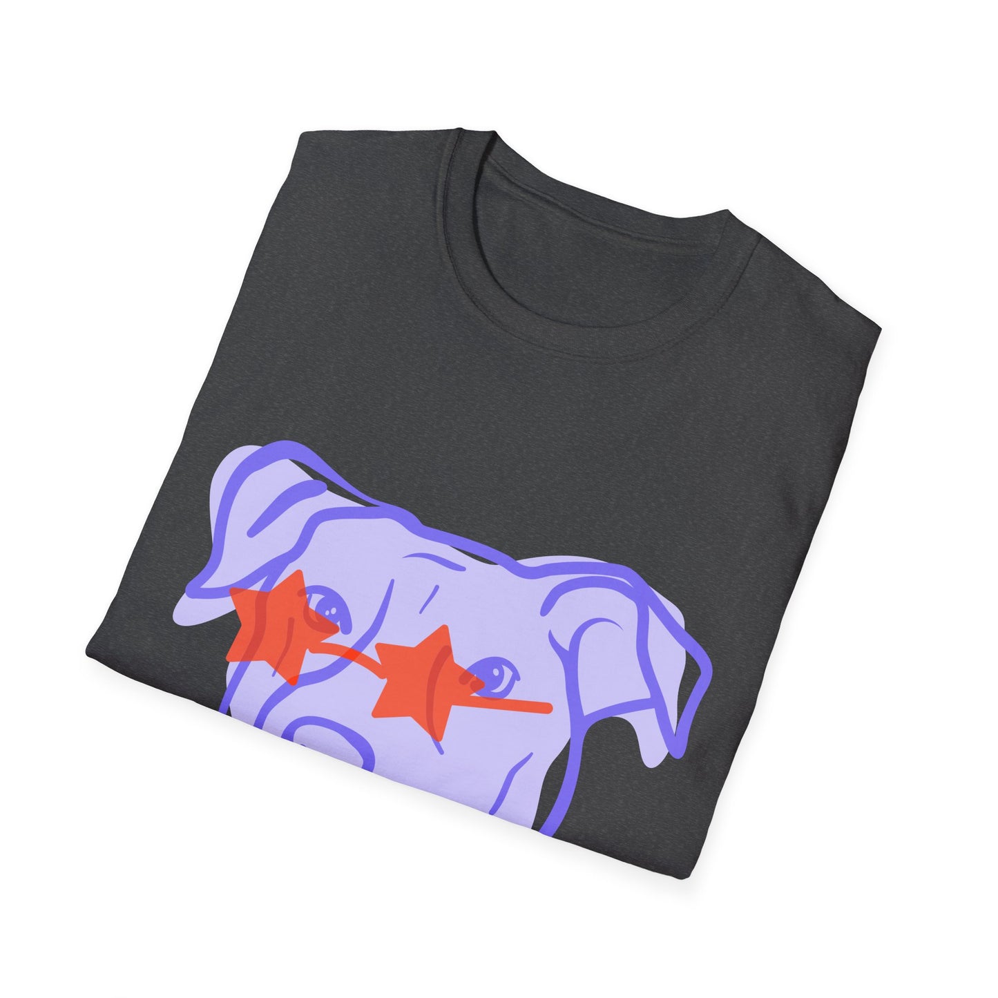 Dog Face T-Shirt — Playful Purple Pup with Star Sunglasses Graphic