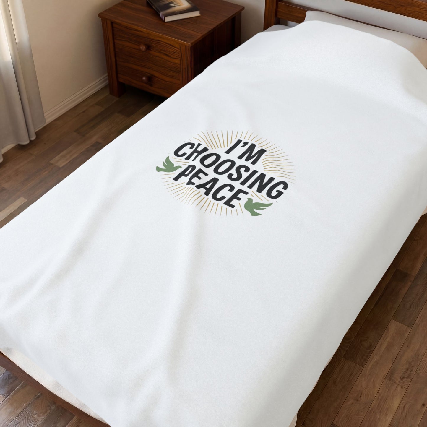 Velveteen Plush Blanket — “I’m Choosing Peace” Cozy Throw for Mindfulness & Gifts