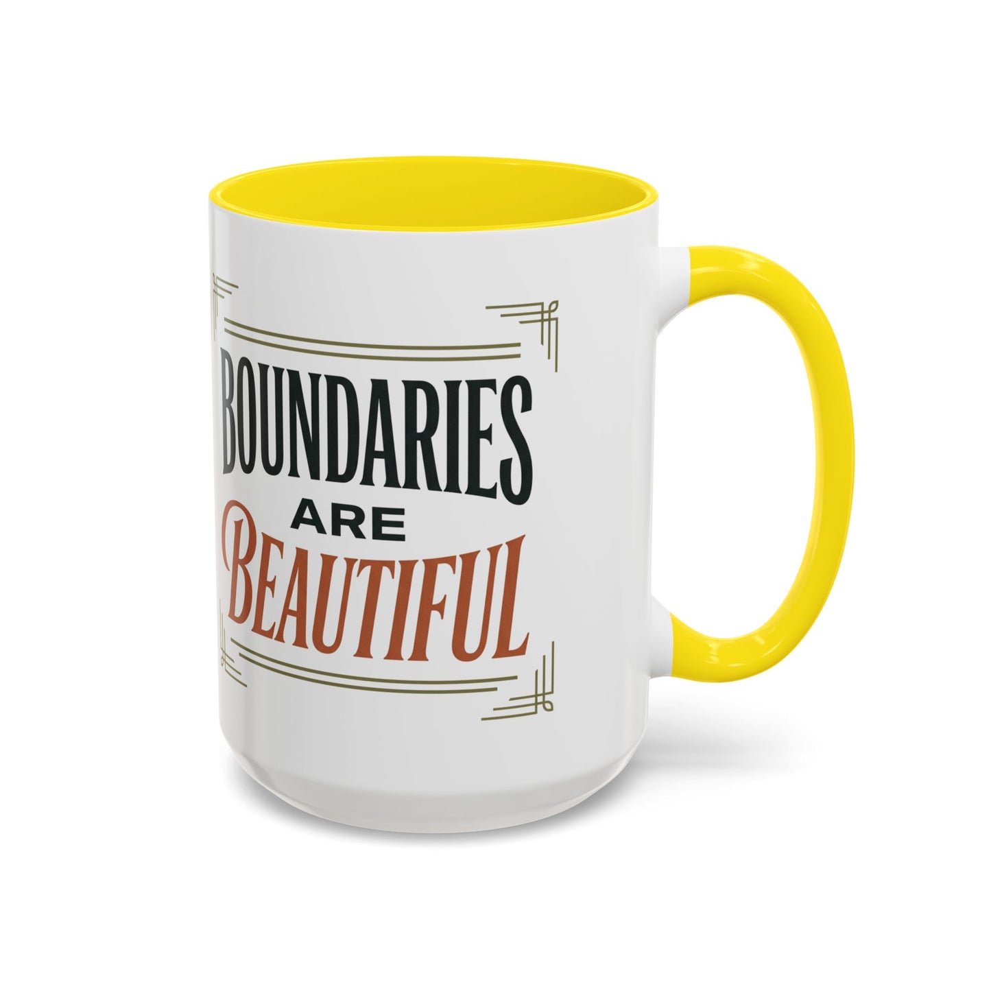 Boundaries Are Beautiful Accent Coffee Mug — Inspirational Self-Care Coffee Cup (11/15oz)