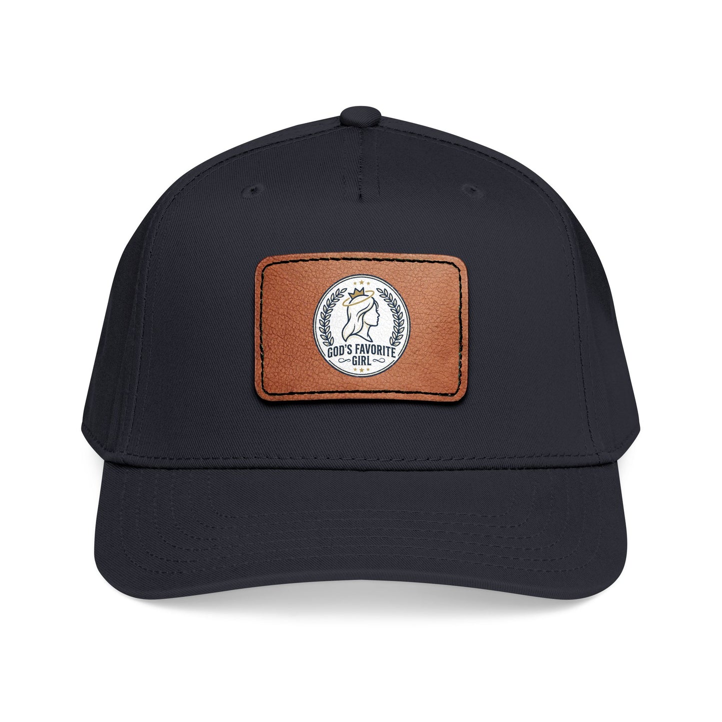 Leather Patch Baseball Cap — “God’s Favorite Girl” Vintage Logo