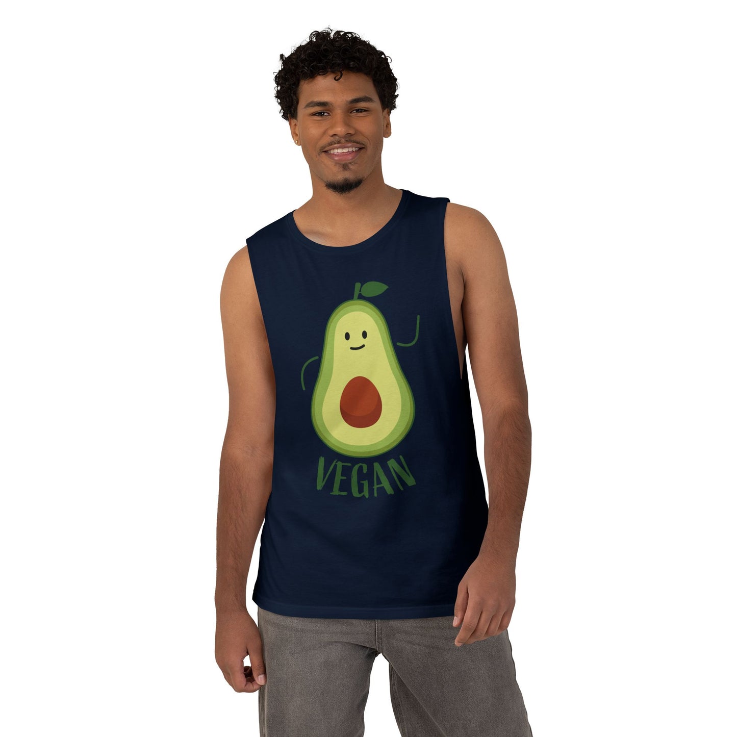 Vegan Avocado Tank Top — Cute Smiling Avocado Graphic Sleeveless Shirt