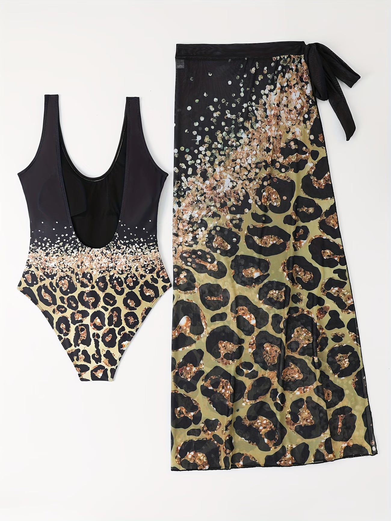 Emerald Wild Luxe Leopard Swimsuit & Wrap Skirt Set (Limited Edition)