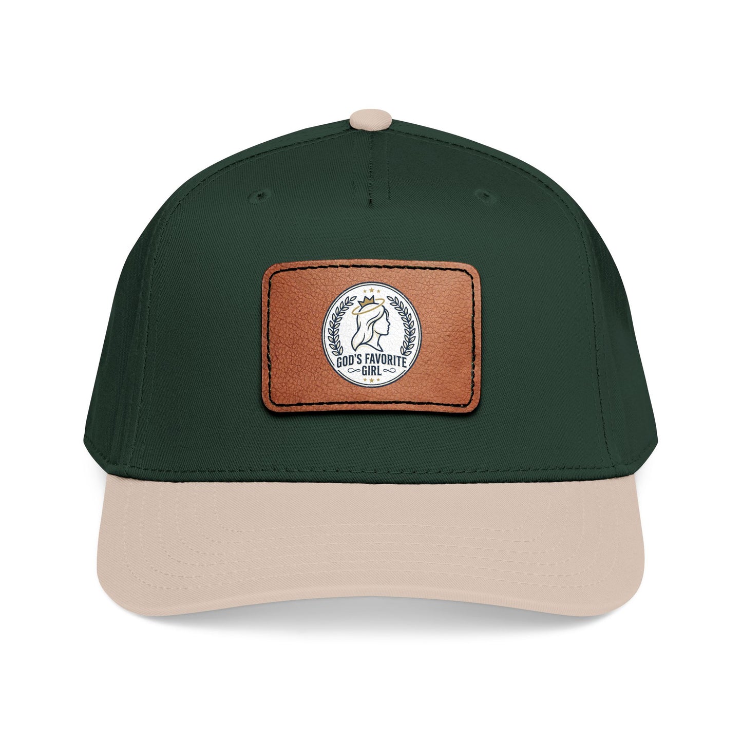 Leather Patch Baseball Cap — “God’s Favorite Girl” Vintage Logo
