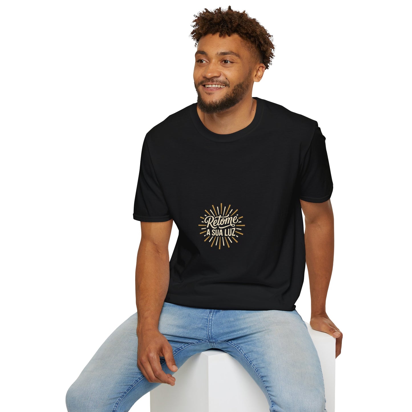 Camiseta — "Retome a sua luz" (Estampa Sunburst)
