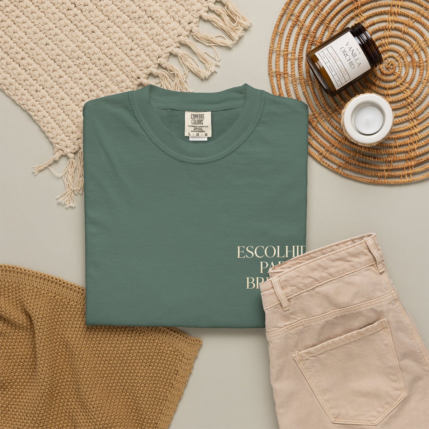 T-shirt tingida em peça "Escolhida Para Brilhar"