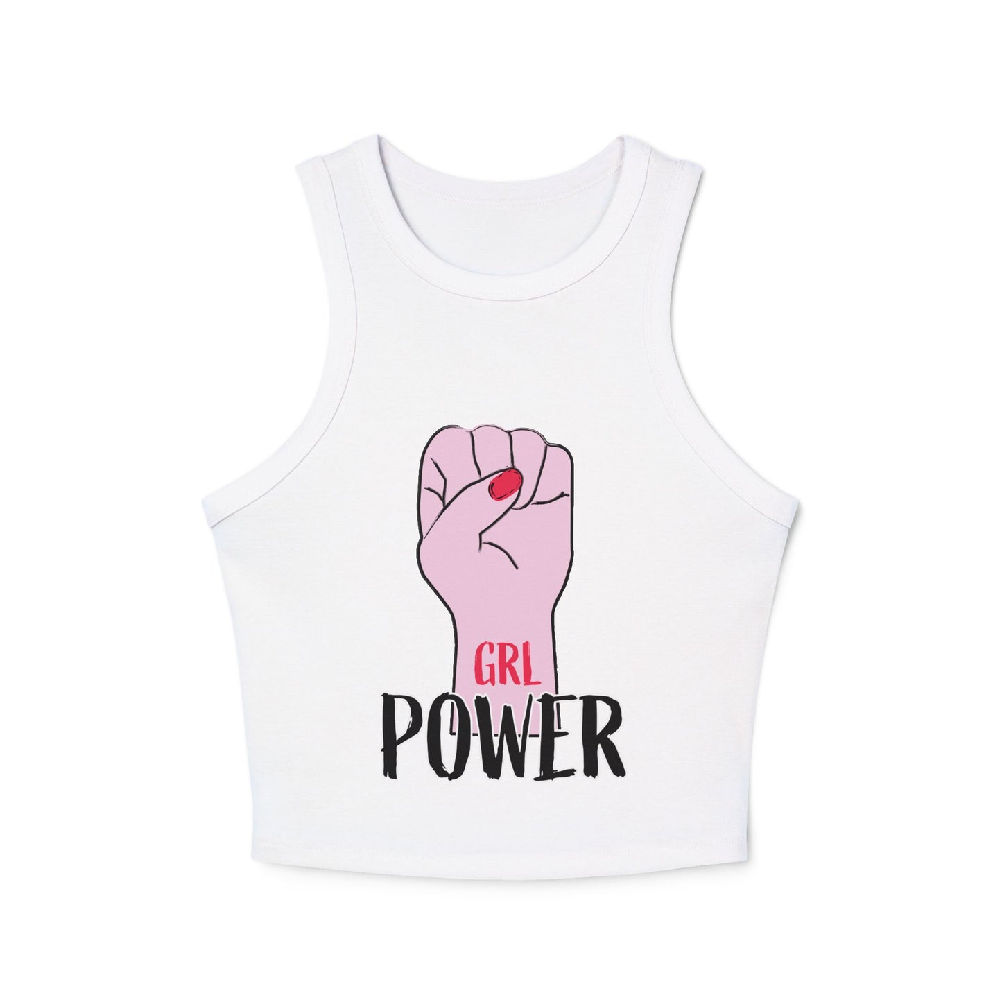 GRL Power Tank Top — Feminist Pink Fist Crop Racerback
