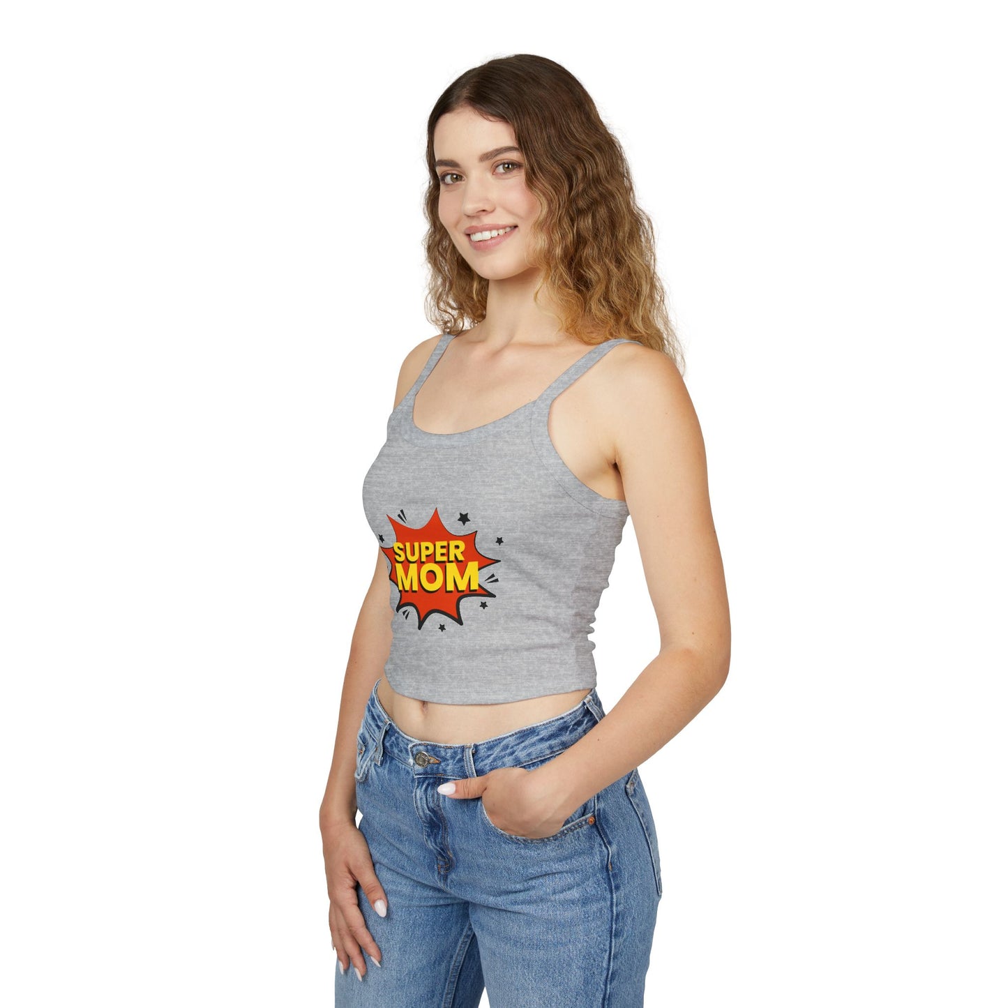 Super Mom Spaghetti Strap Tank Top – Comic-Style Mother's Day Gift
