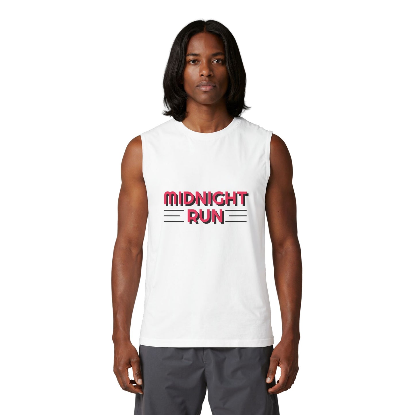 Midnight Run Muscle Tank — Retro Neon Running Tank Top