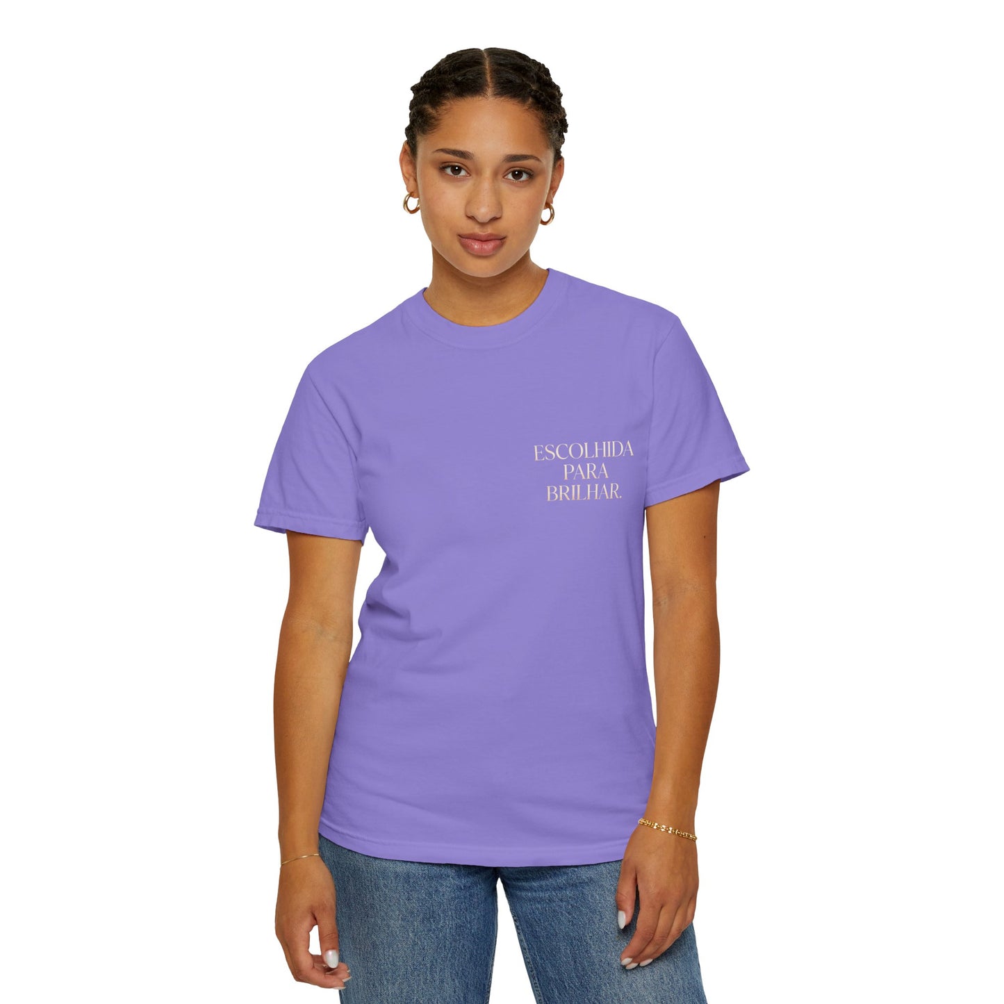 T-shirt tingida em peça "Escolhida Para Brilhar"