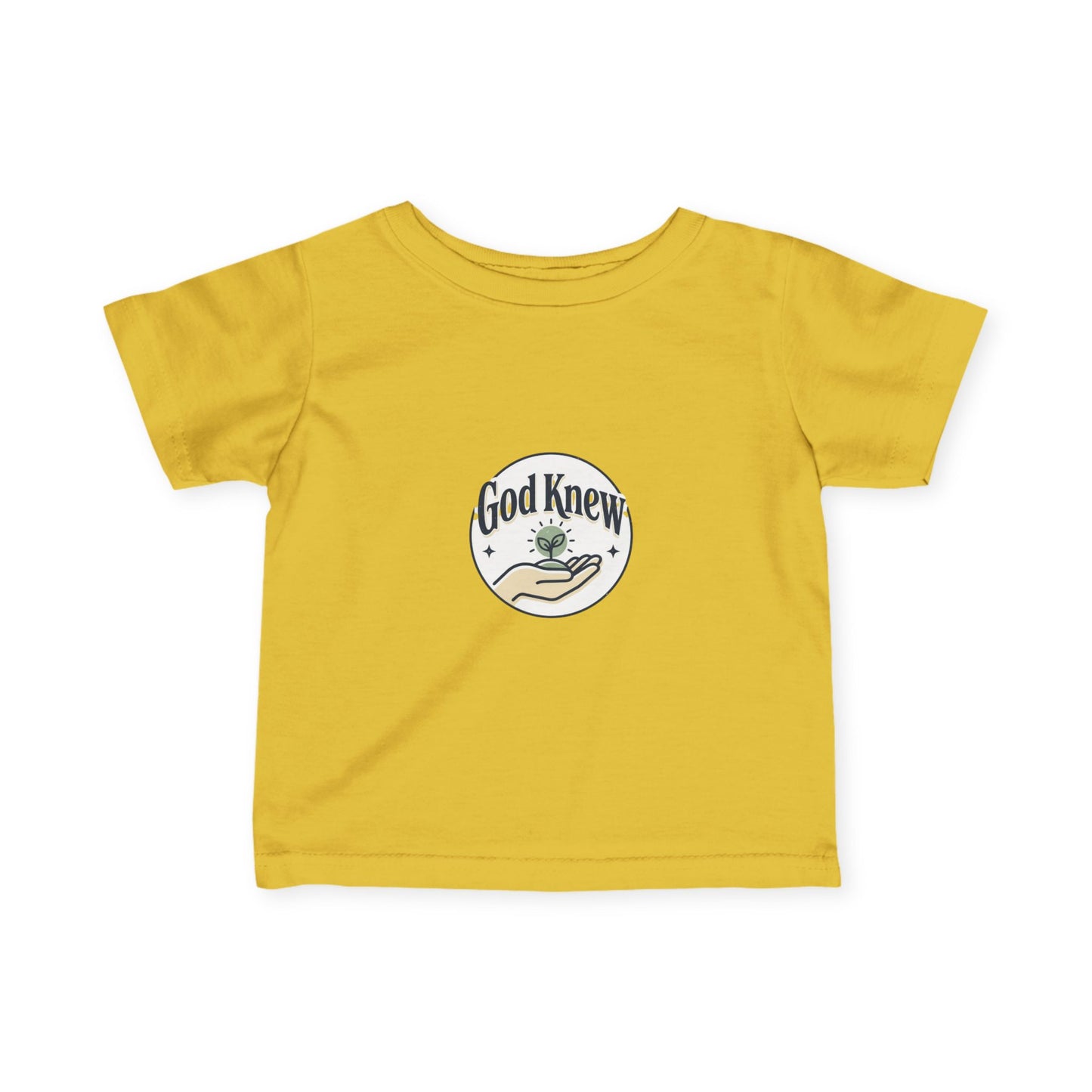 Infant Tee — "God Knew" Hand & Seedling Baby Shirt (Christian Newborn Gift)