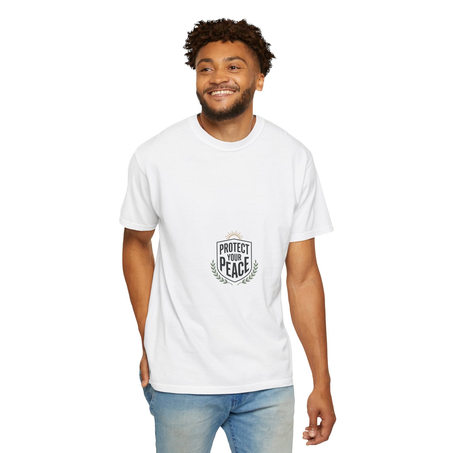 Protect Your Peace T-Shirt — Minimal Shield Graphic, Inspirational Casual Tee