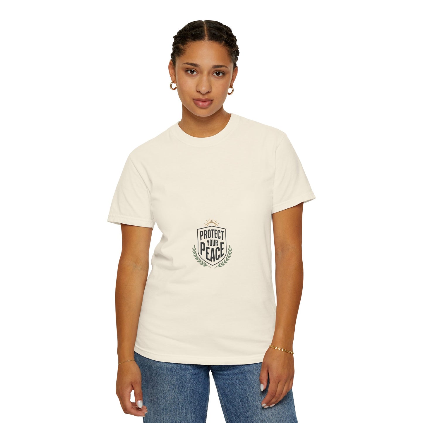 Protect Your Peace T-Shirt — Minimal Shield Graphic, Inspirational Casual Tee