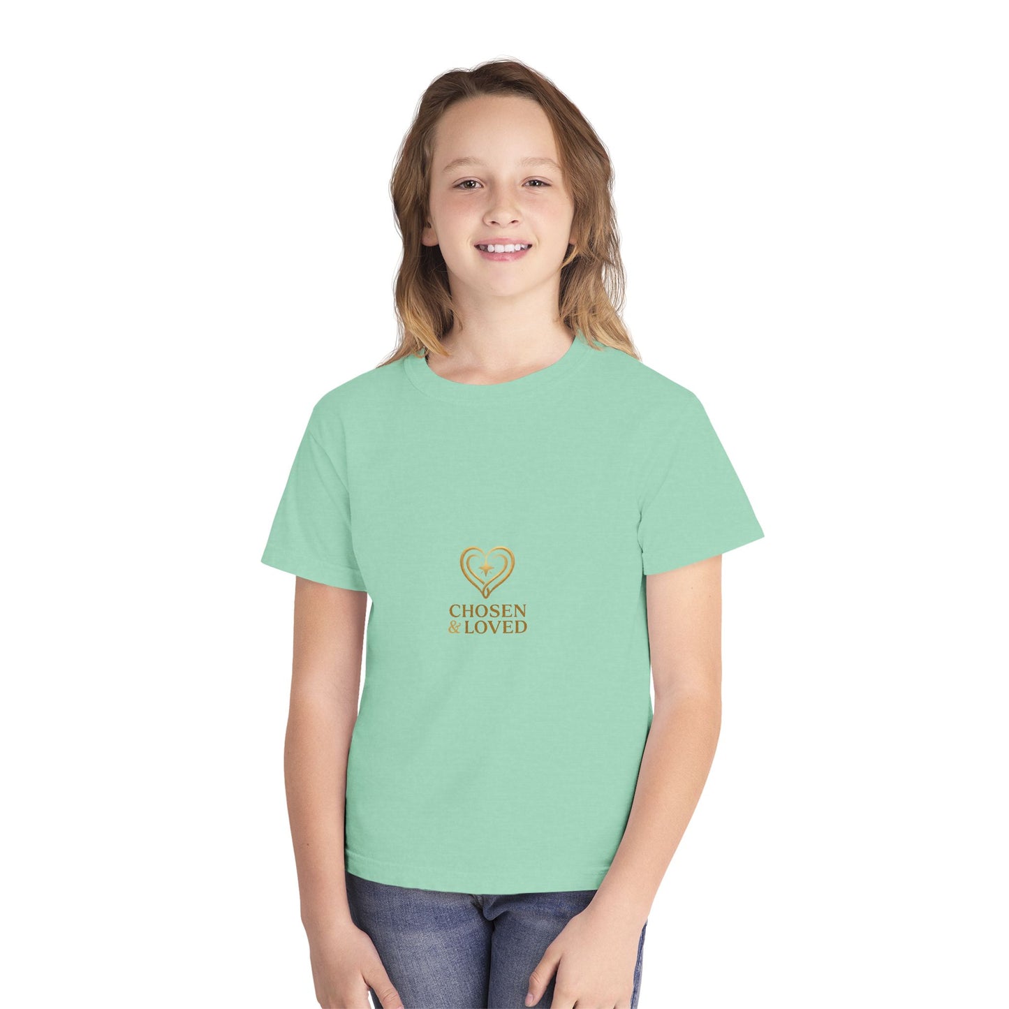 Youth Tee - "Chosen & Loved" Heart Design (Christian Inspirational)