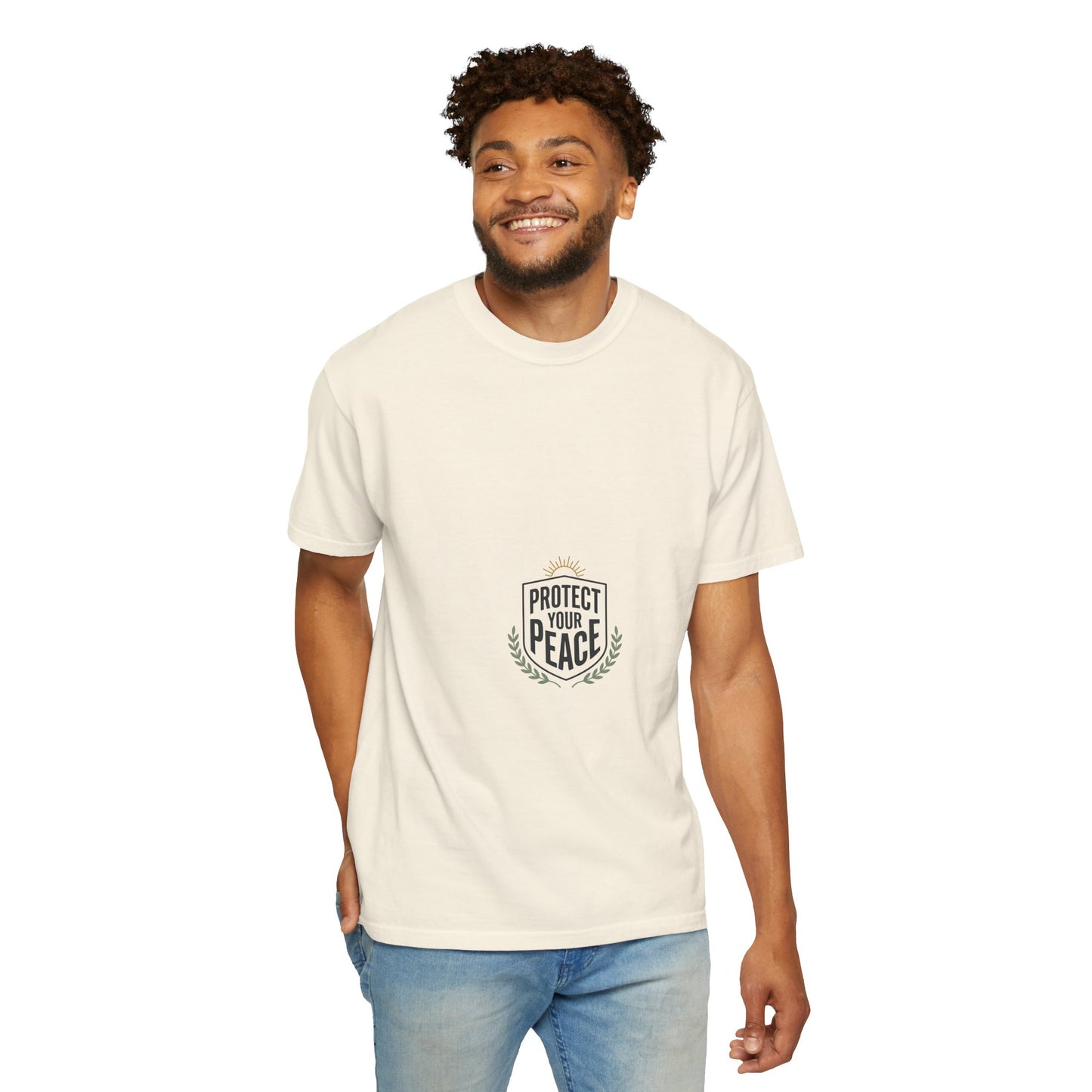 Protect Your Peace T-Shirt — Minimal Shield Graphic, Inspirational Casual Tee