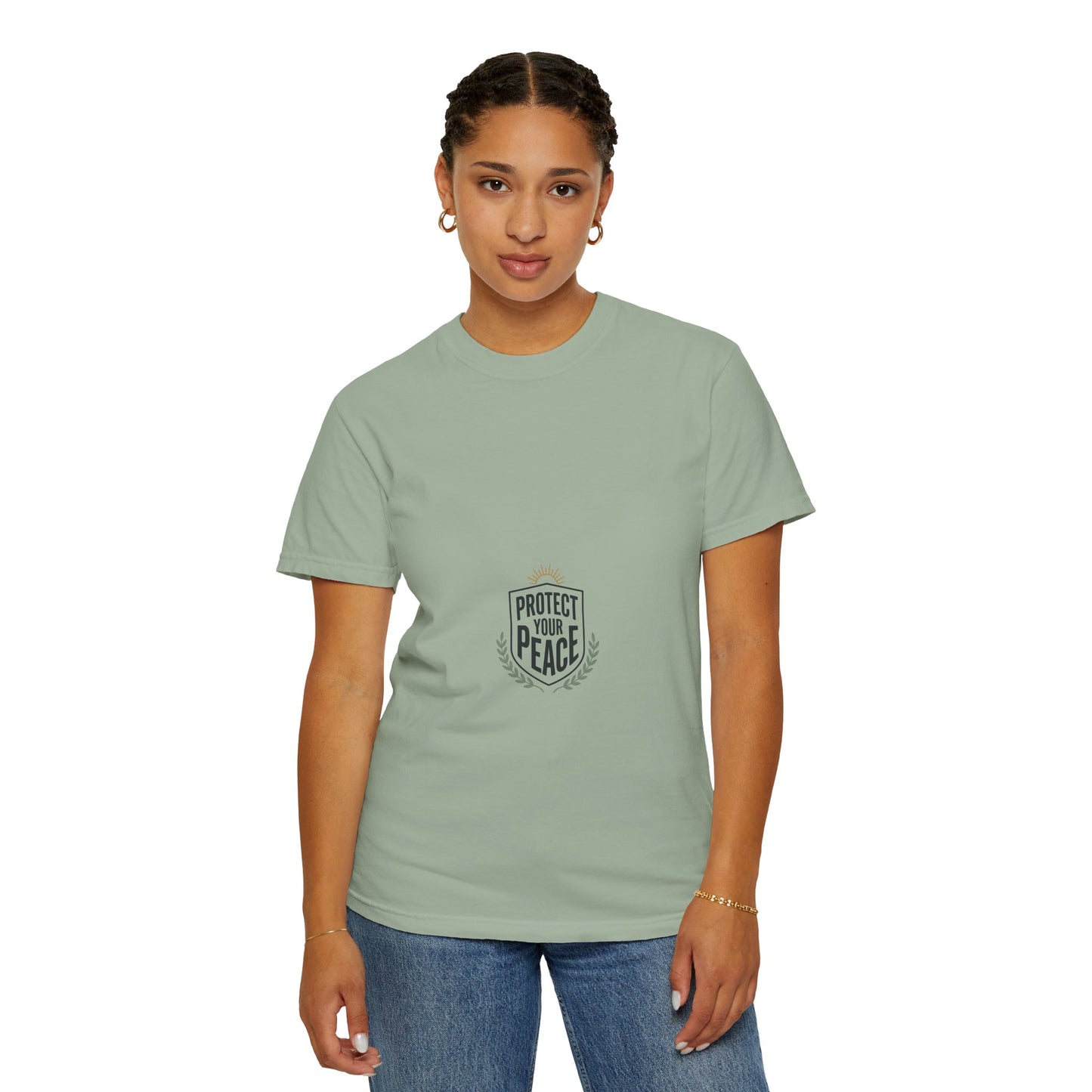 Protect Your Peace T-Shirt — Minimal Shield Graphic, Inspirational Casual Tee