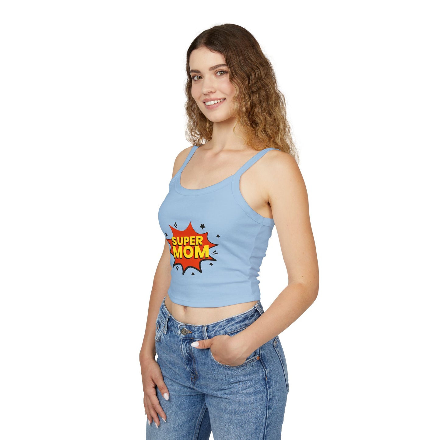 Super Mom Spaghetti Strap Tank Top – Comic-Style Mother's Day Gift