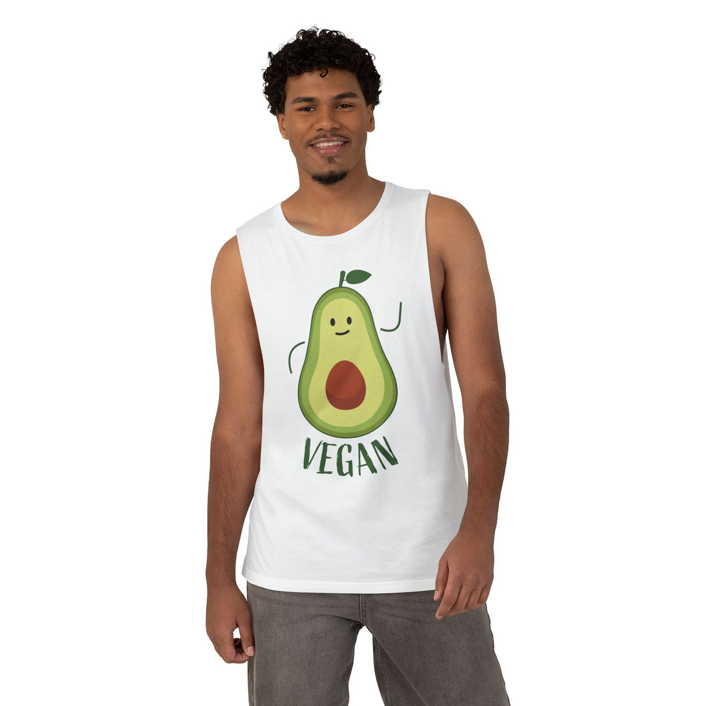 Vegan Avocado Tank Top — Cute Smiling Avocado Graphic Sleeveless Shirt