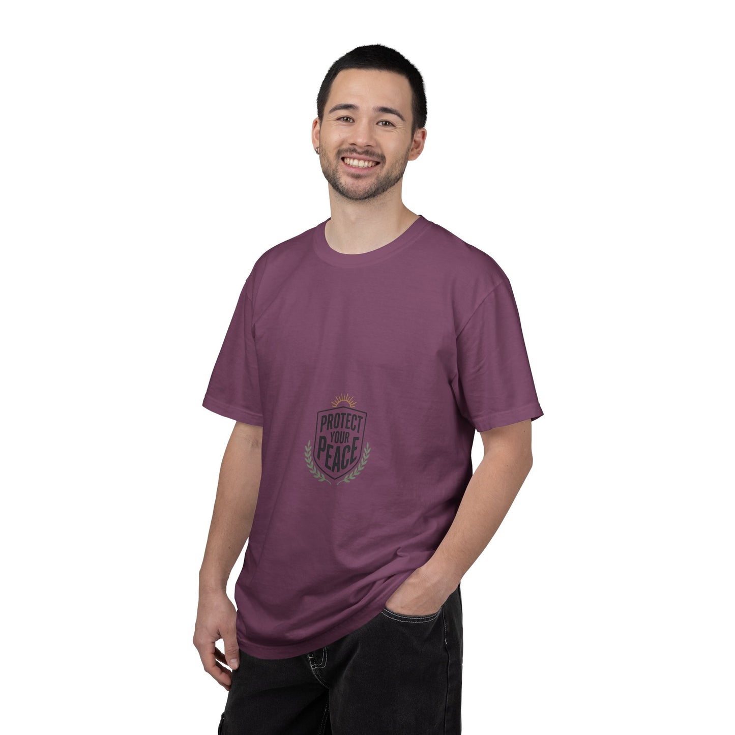 Protect Your Peace T-Shirt — Minimal Shield Graphic, Inspirational Casual Tee
