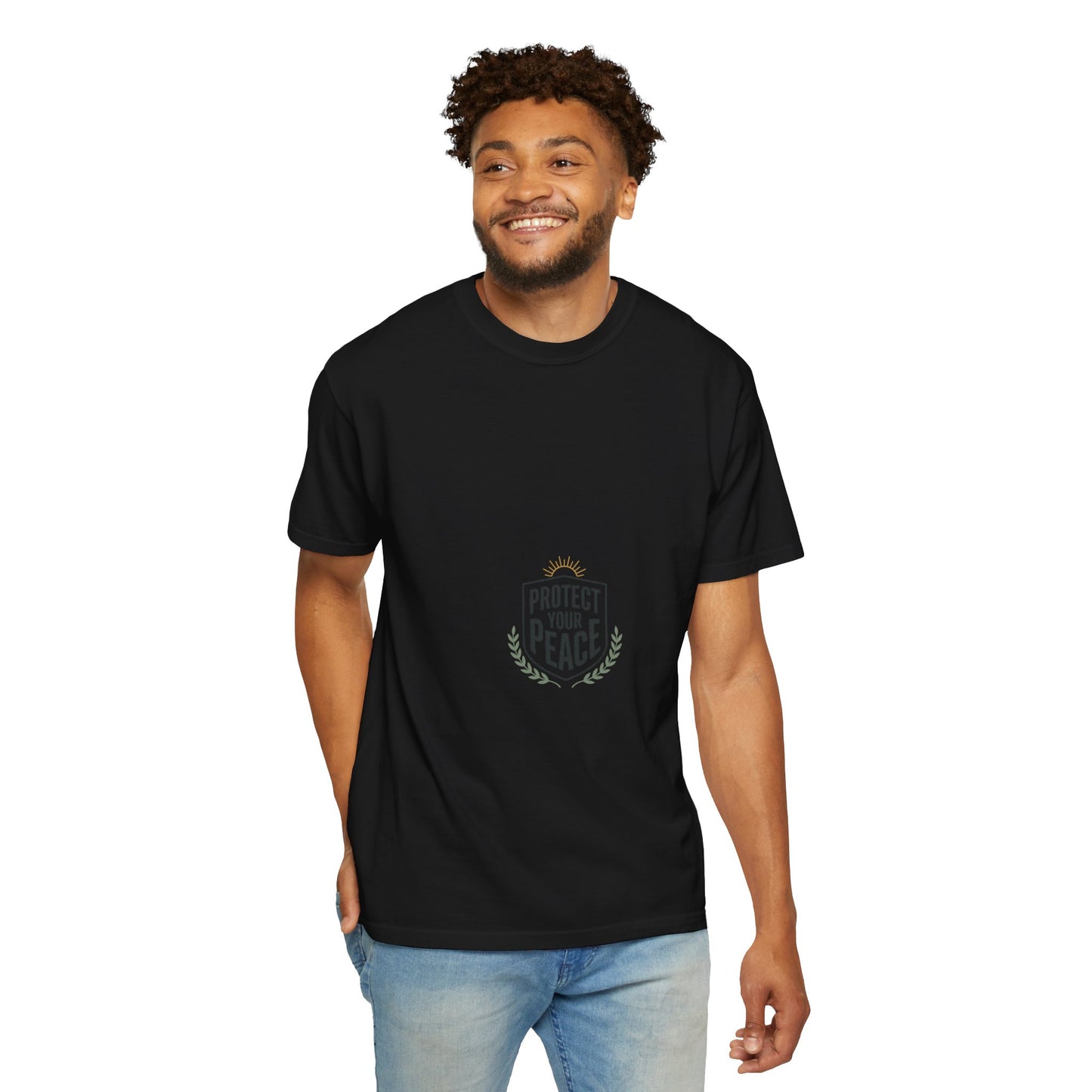 Protect Your Peace T-Shirt — Minimal Shield Graphic, Inspirational Casual Tee