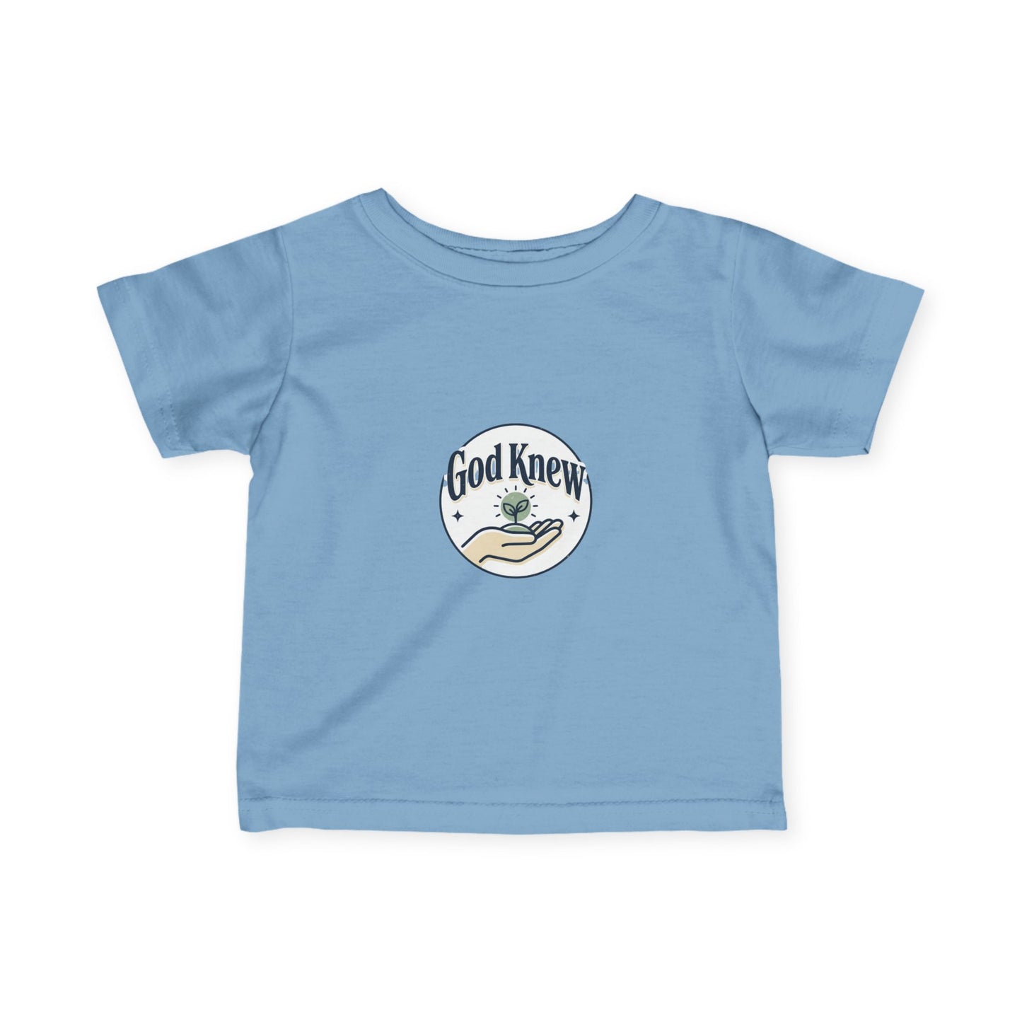 Infant Tee — "God Knew" Hand & Seedling Baby Shirt (Christian Newborn Gift)