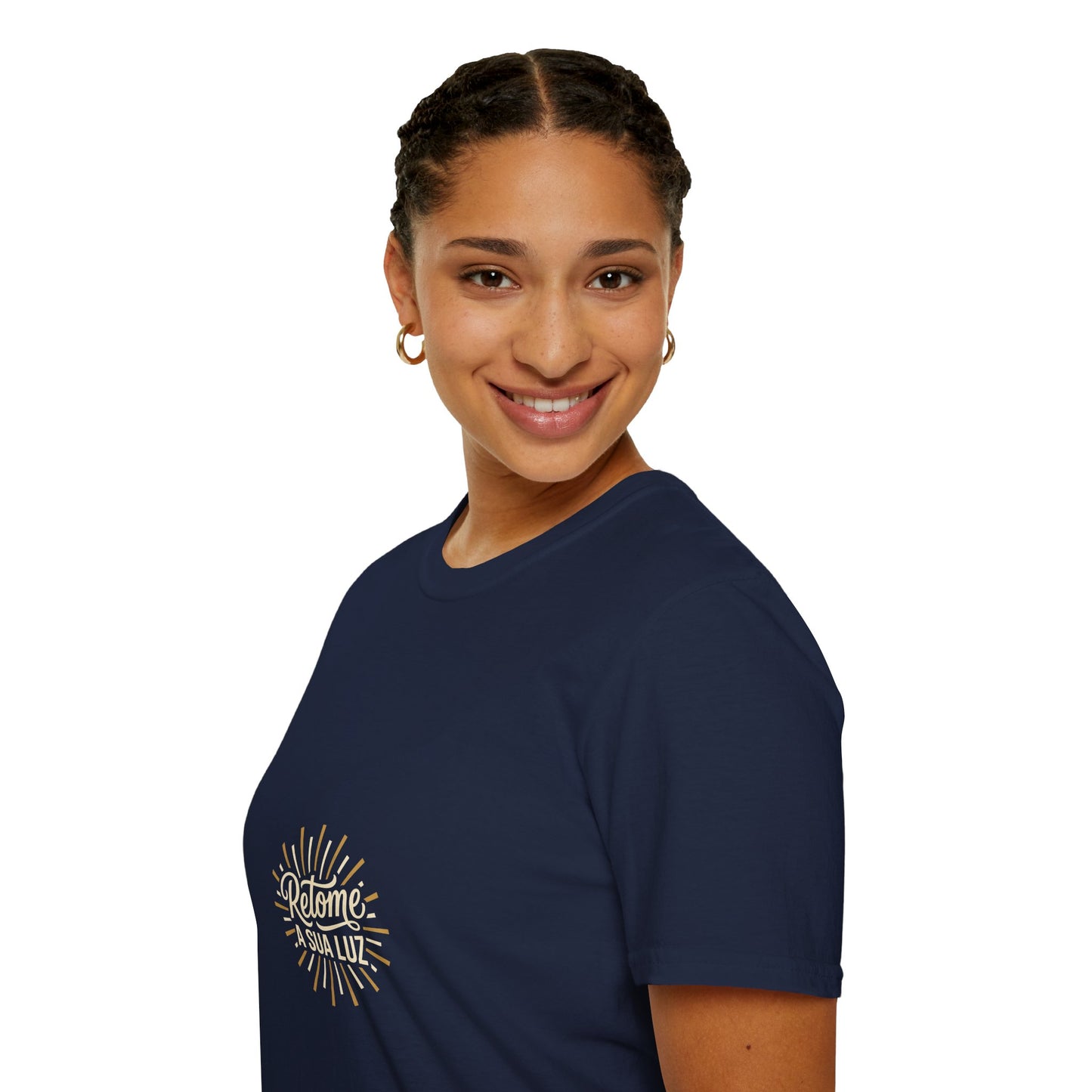 Camiseta — "Retome a sua luz" (Estampa Sunburst)