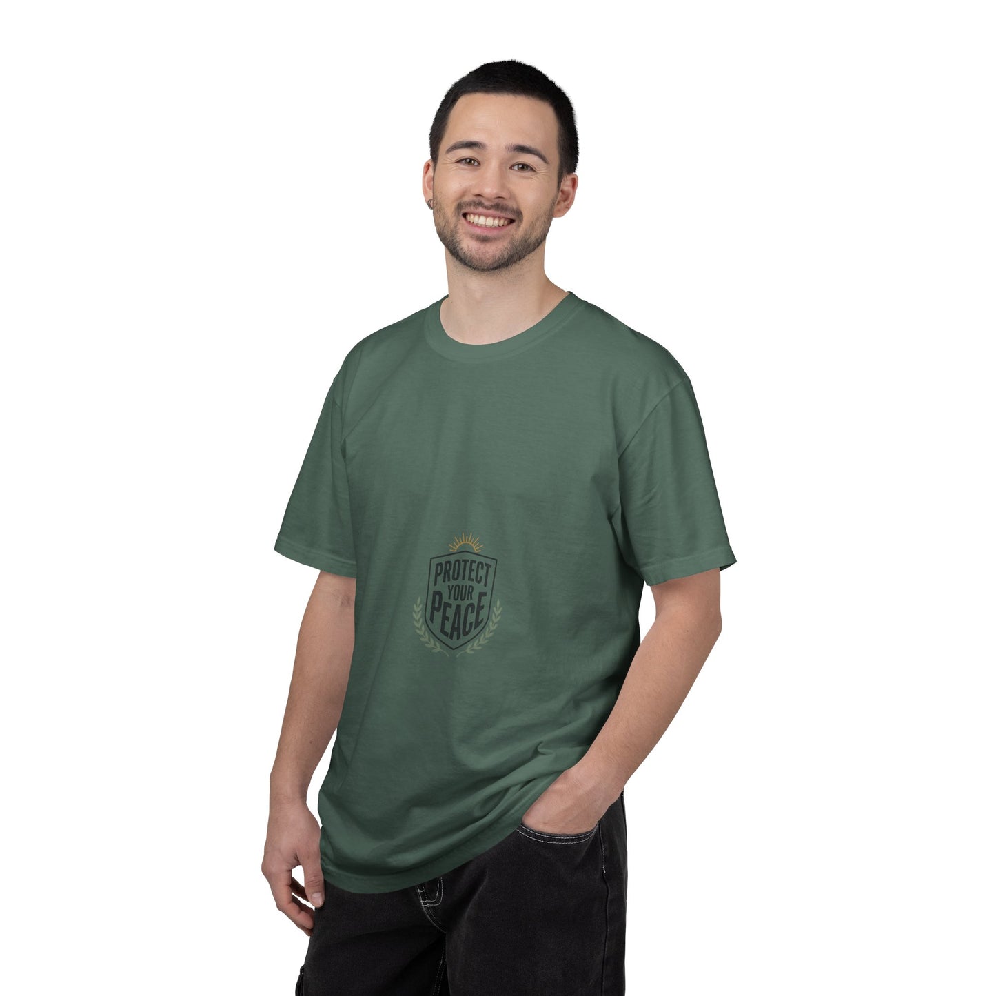 Protect Your Peace T-Shirt — Minimal Shield Graphic, Inspirational Casual Tee