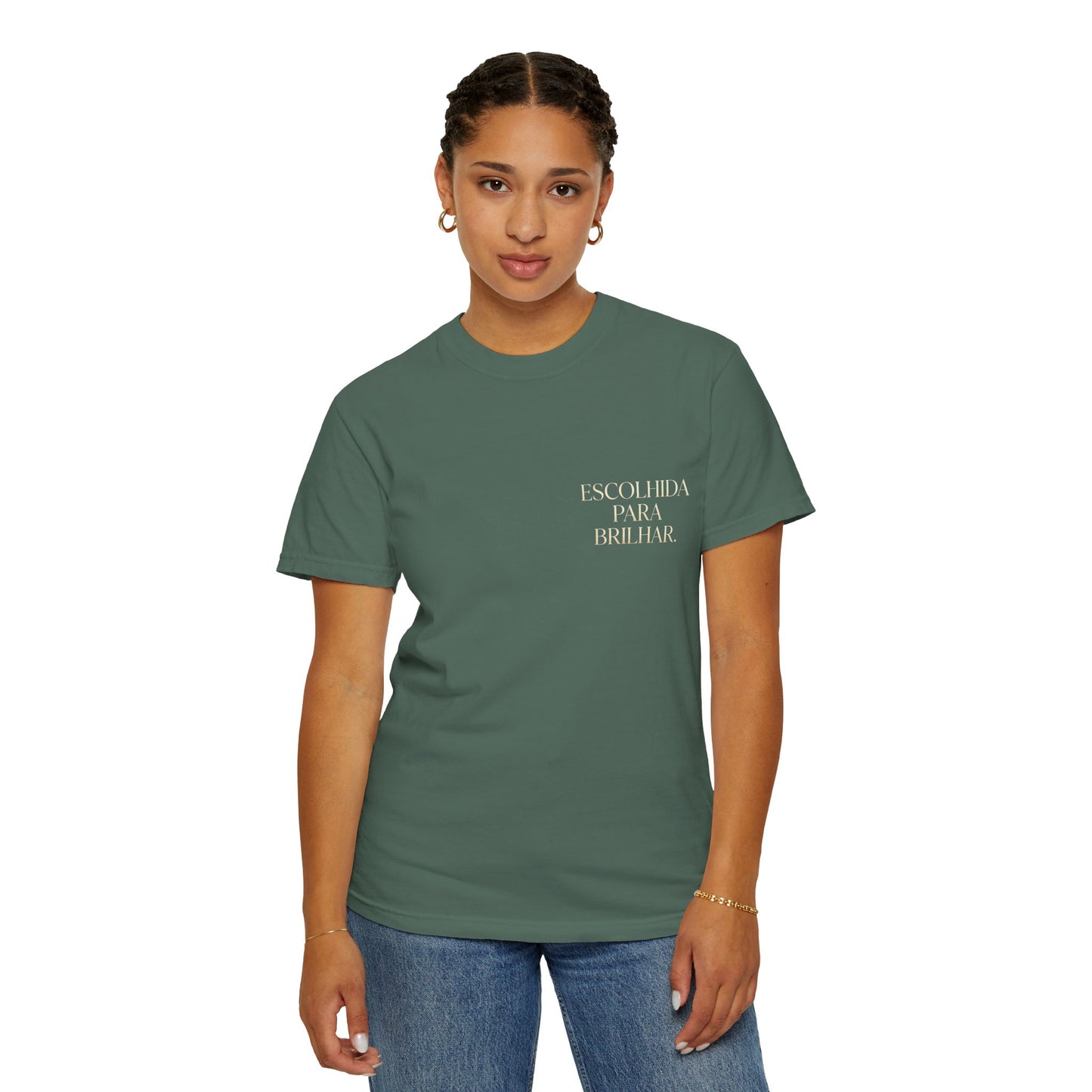 T-shirt tingida em peça "Escolhida Para Brilhar"