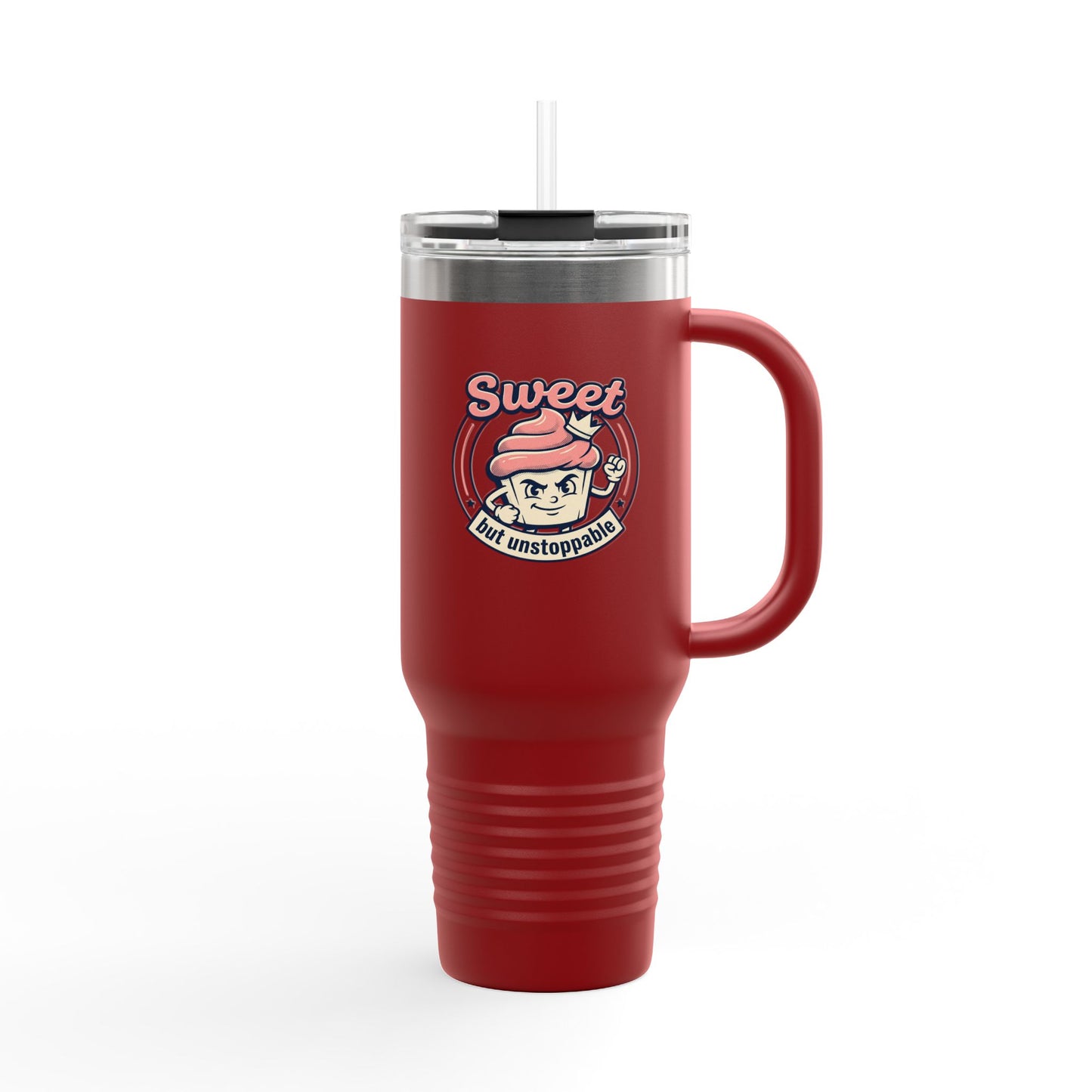 40oz Insulated Travel Mug — "Sweet but Unstoppable" Retro Dessert Design