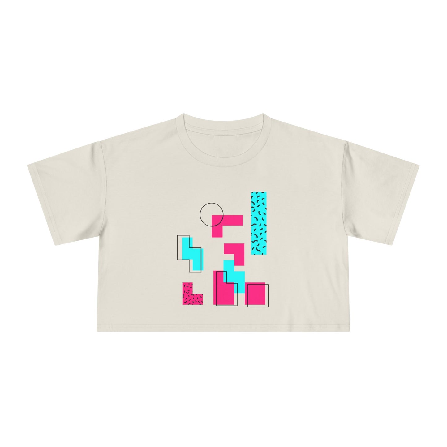 Retro Geometric Crop Tee — 80s Memphis Pattern Women's Top