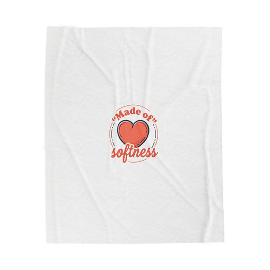 Made of Softness Velveteen Plush Blanket – Cozy Heart Design