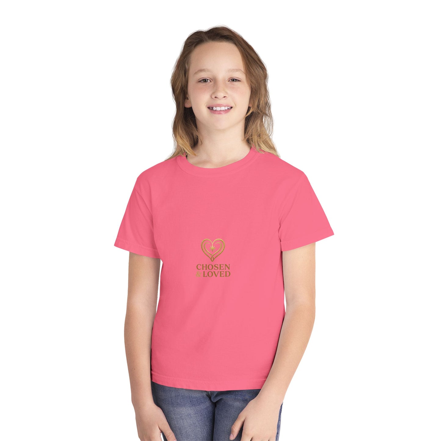 Youth Tee - "Chosen & Loved" Heart Design (Christian Inspirational)