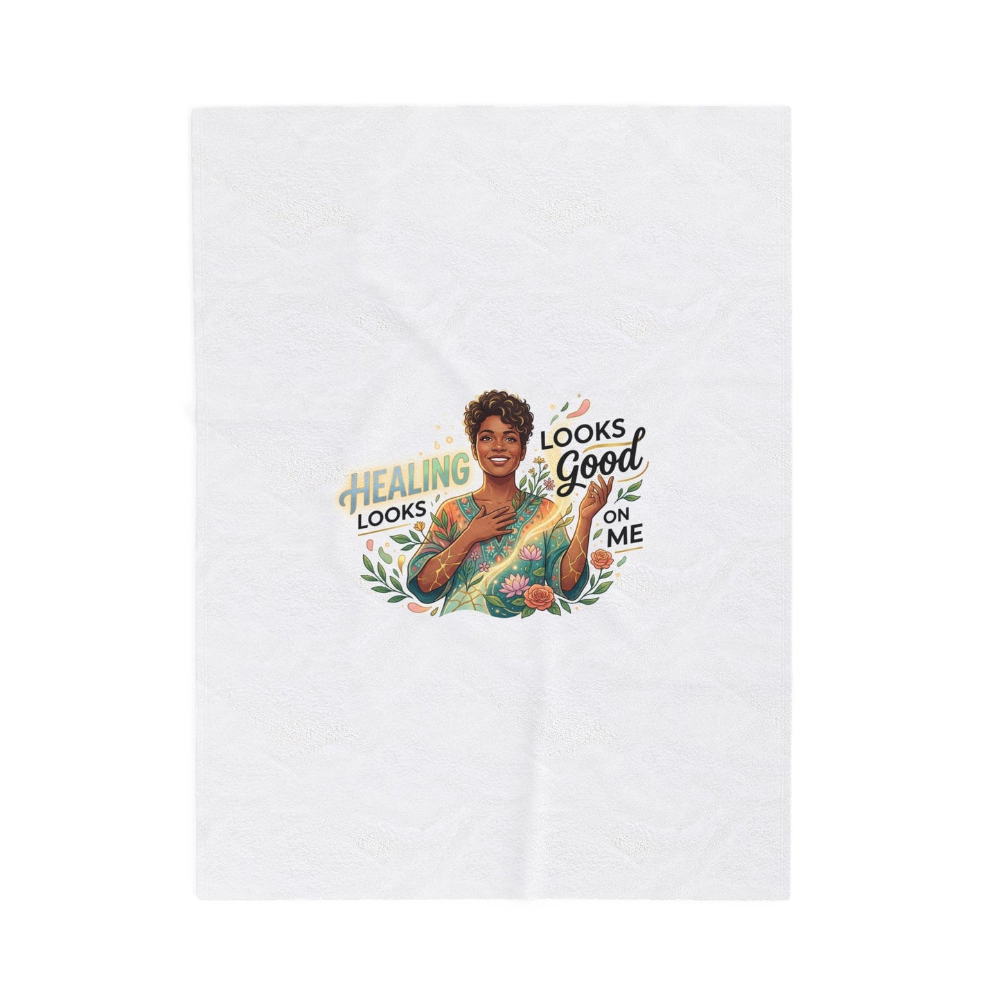 Velveteen Plush Blanket — "Healing Looks Good on Me" Cozy Afrocentric Comfort Throw