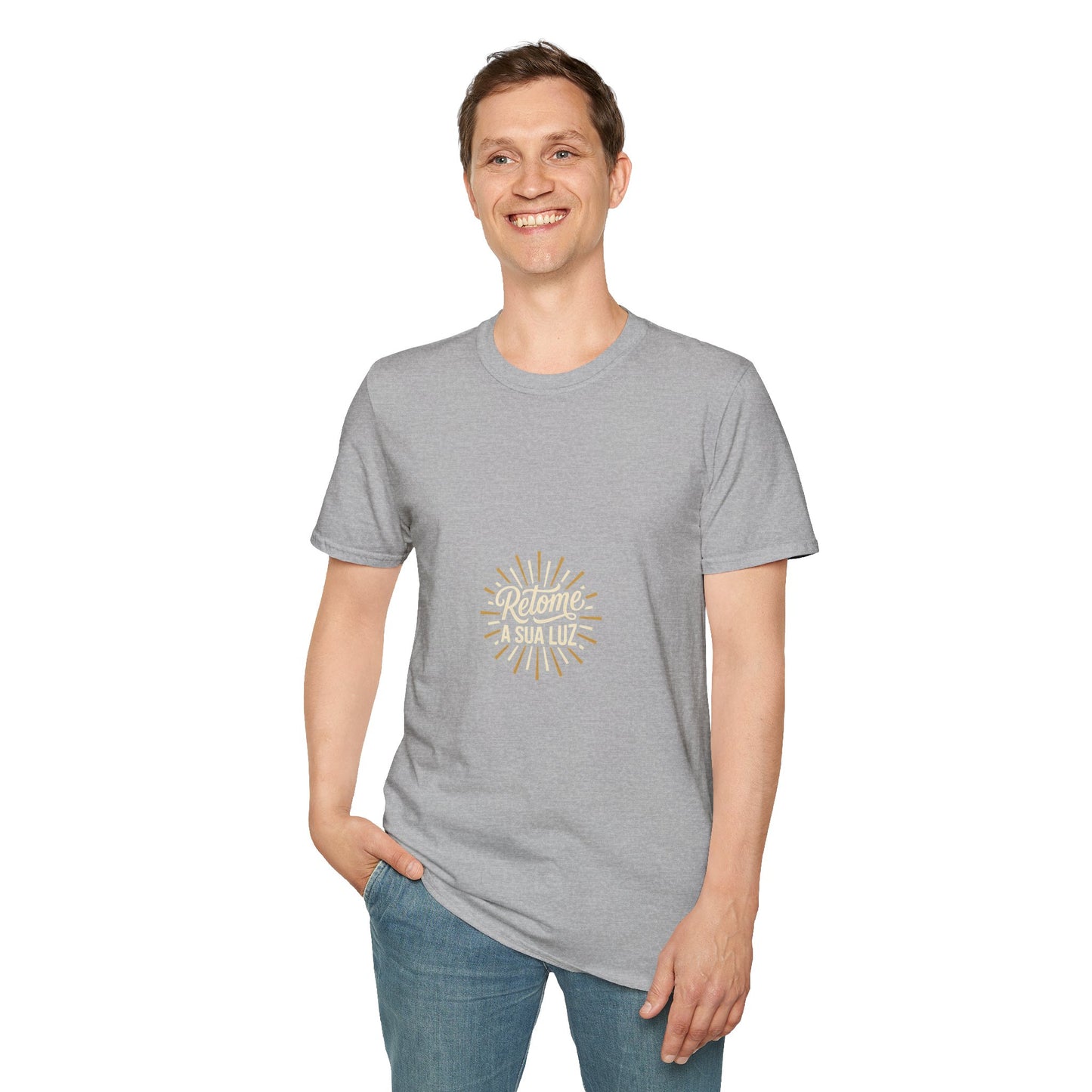Camiseta — "Retome a sua luz" (Estampa Sunburst)