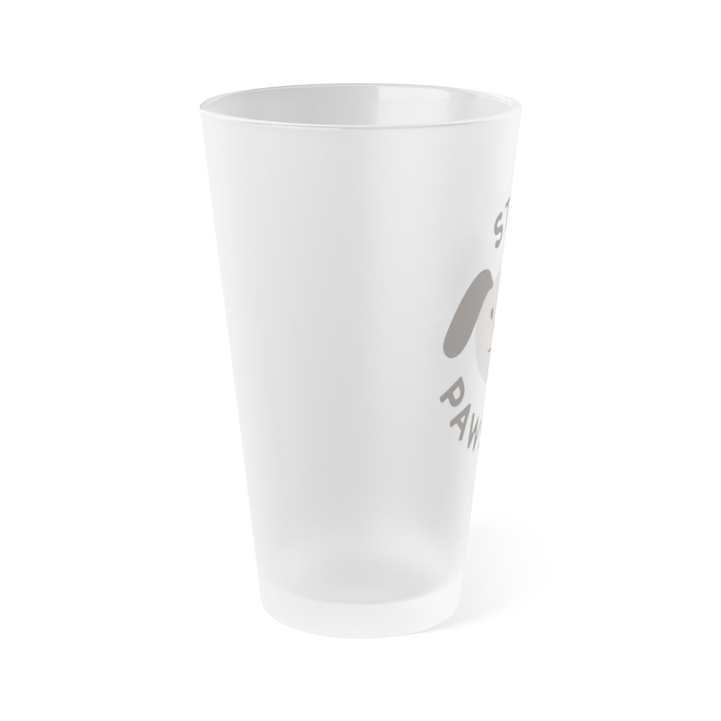 Frosted Pint Glass – “Stay Pawsitive” Cute Dog 16oz Cold Drink Glass